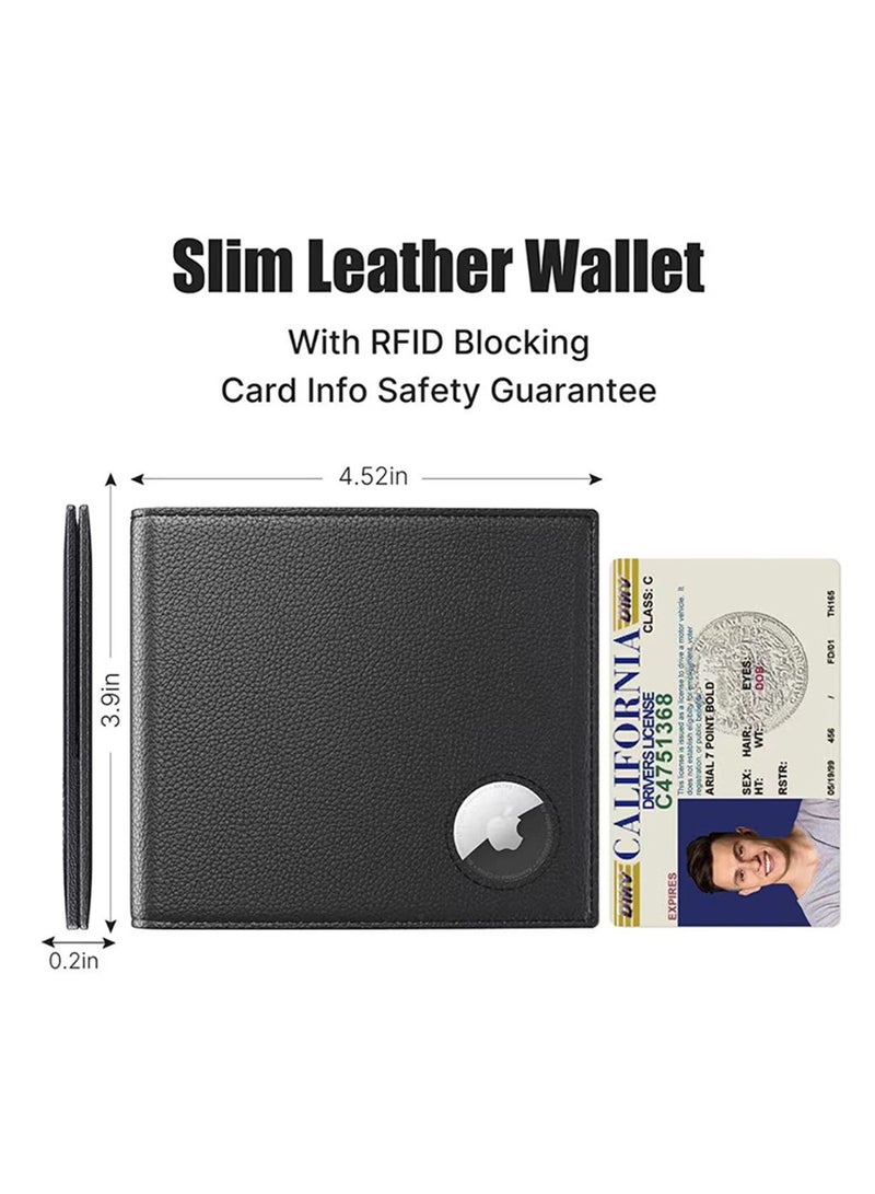 KASTWAVE Men's Wallet, Credit Card Bi-Fold Wallet with Money Clip, RFID Blocking Slim Front Pocket Wallet, with ID Window Card Holder Wallet Tag Clip Pocket Protector, for Airtags Wallet Men Women, Black, - Image 5