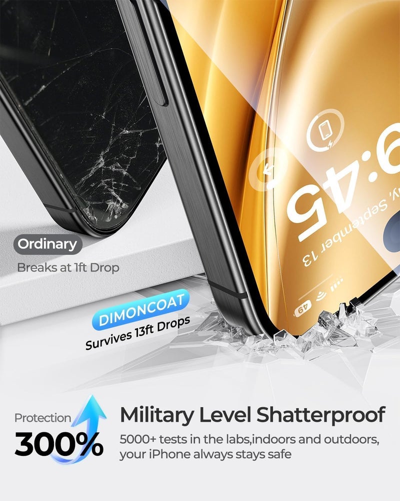 DIMONCOAT 4-PACK Privacy Screen Protector Compatible with iPhone 16 Pro [Auto Alignment Kit] [10X Military Protection] 16 Pro 6.3 inch Tempered Glass Film [Case Friendly] - Image 3