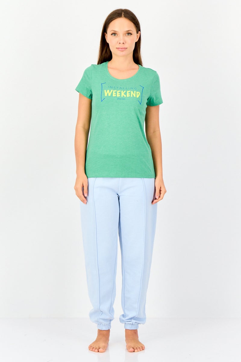 zivame Women Graphic Print Short Sleeve Pyjama Top, Green - Image 4