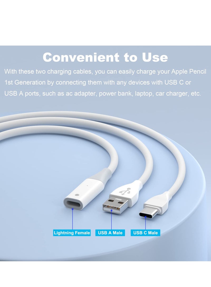 SYOSI Charging Adapter Cable, Compatible with Apple Pencil 1st Generation, USB-C Male to Pencil 1st Gen Charging Cord, USB-A Charger Connector for iPad Pen 1st Gen - 2 Pack, 1m - Image 3