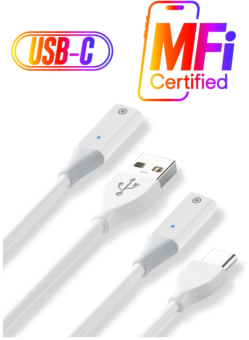 SYOSI Charging Adapter Cable, Compatible with Apple Pencil 1st Generation, USB-C Male to Pencil 1st Gen Charging Cord, USB-A Charger Connector for iPad Pen 1st Gen - 2 Pack, 1m - Image 1