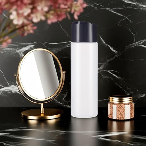 JUVITUS 8 oz / 250 ml Professional Natural Clear Refillable Plastic Squeeze Bottle with Wide Black Disc Cap Lid (6 pack) - Image 5