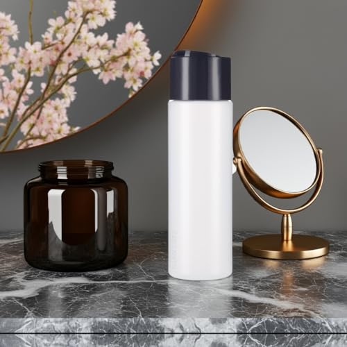 JUVITUS 8 oz / 250 ml Professional Natural Clear Refillable Plastic Squeeze Bottle with Wide Black Disc Cap Lid (6 pack) - Image 3