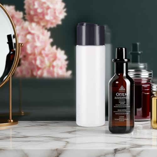 JUVITUS 8 oz / 250 ml Professional Natural Clear Refillable Plastic Squeeze Bottle with Wide Black Disc Cap Lid (6 pack) - Image 4