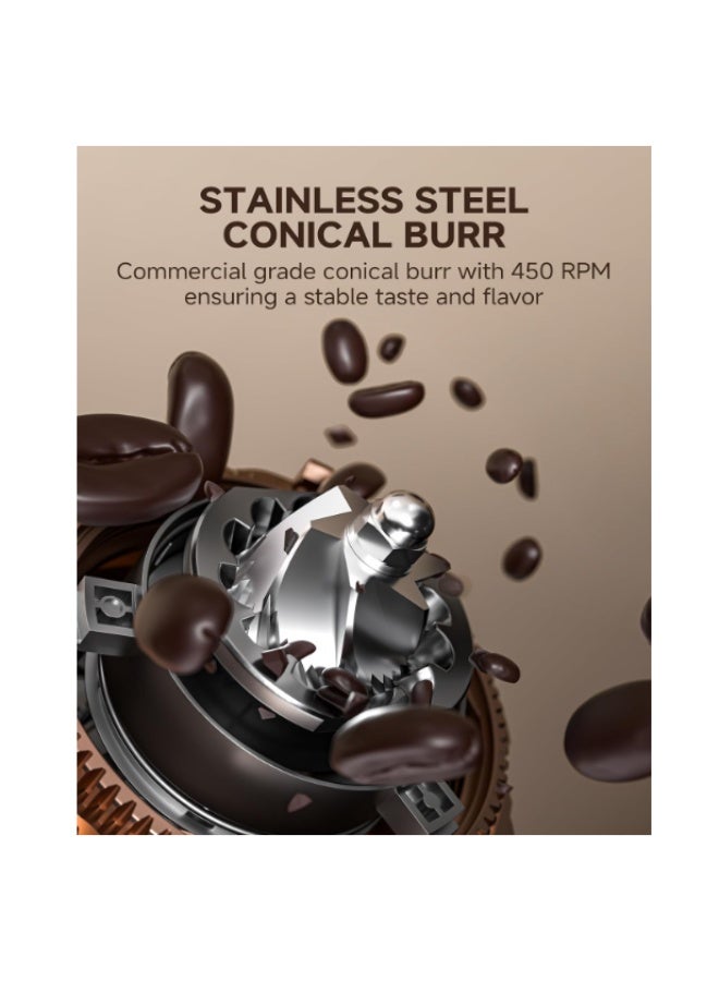 AMZCHEF Single Dose Coffee Grinder – 75 Stepless Settings, 40mm Conical Burrs, Anti-Static, Magnetic Low-Retention Outlet, Quiet DC Motor, Vacuum-Sealed Jar, LED Light, Home Espresso Grinder - Image 3