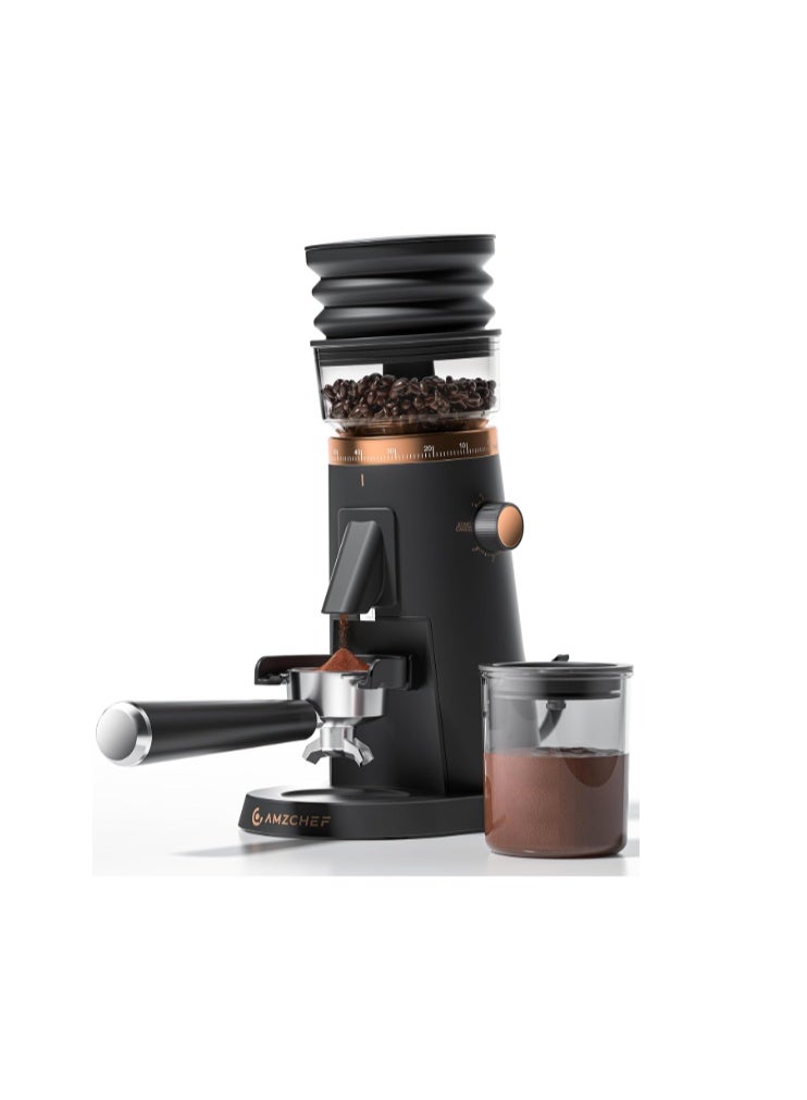 AMZCHEF Single Dose Coffee Grinder – 75 Stepless Settings, 40mm Conical Burrs, Anti-Static, Magnetic Low-Retention Outlet, Quiet DC Motor, Vacuum-Sealed Jar, LED Light, Home Espresso Grinder - Image 1