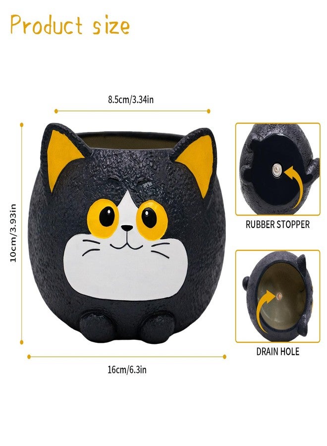 Toparad Black Cat Planter Pot - Unique Resin Succulent Planter with Drainage Hole, Funny Cat Plant Pots for Indoor Outdoor Plants, Cute Decorative Flower Pot Gift for Mother and Cat/Plant Lovers - Image 3