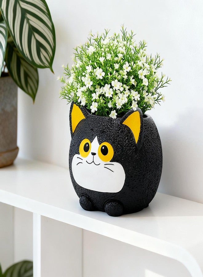 Toparad Black Cat Planter Pot - Unique Resin Succulent Planter with Drainage Hole, Funny Cat Plant Pots for Indoor Outdoor Plants, Cute Decorative Flower Pot Gift for Mother and Cat/Plant Lovers - Image 2