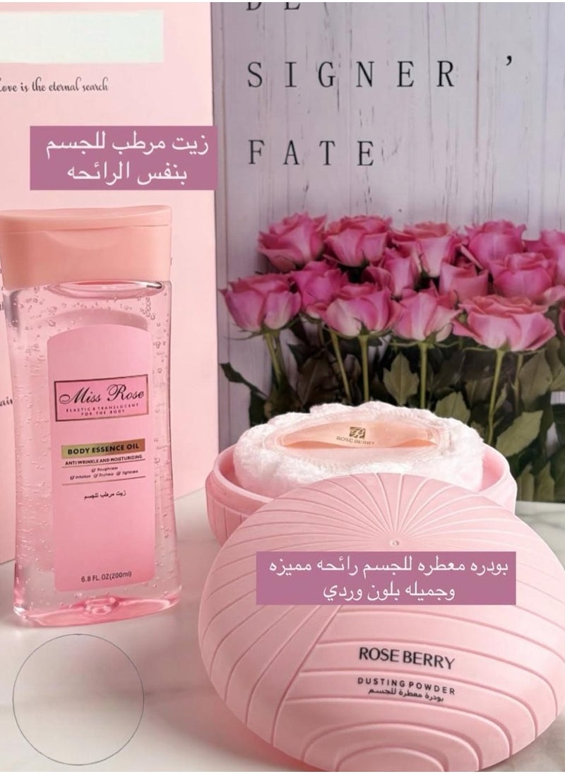 ROSE BERRY MISS ROSE DUSTING POWDER FOR THE BODY + BODY ESSENCE OIL  - Image 2