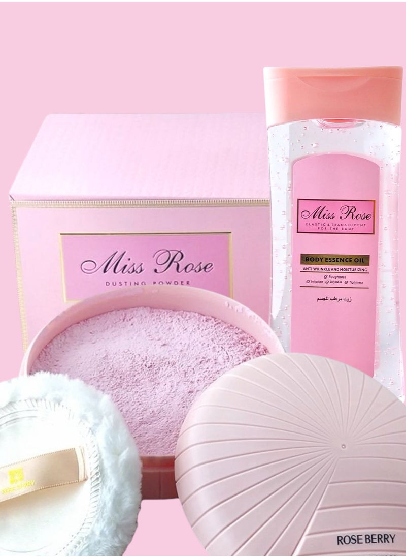 ROSE BERRY MISS ROSE DUSTING POWDER FOR THE BODY + BODY ESSENCE OIL  - Image 1