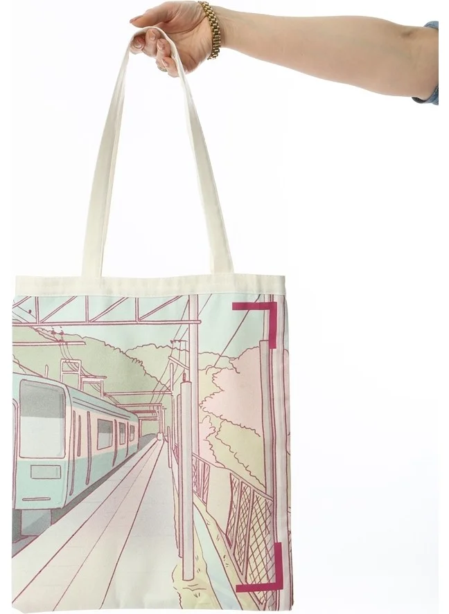 Baghashtag Train Station Printed Cloth Bag
