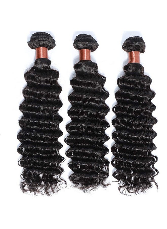 Angie Queen - Unprocessed Brazilian Virgin Hair Deep Wave 20 Inch One Bundle Virgin Human Hair Weave Extension Natural Black Color (100+ 5G) Pc (One Bundle) - Image 1