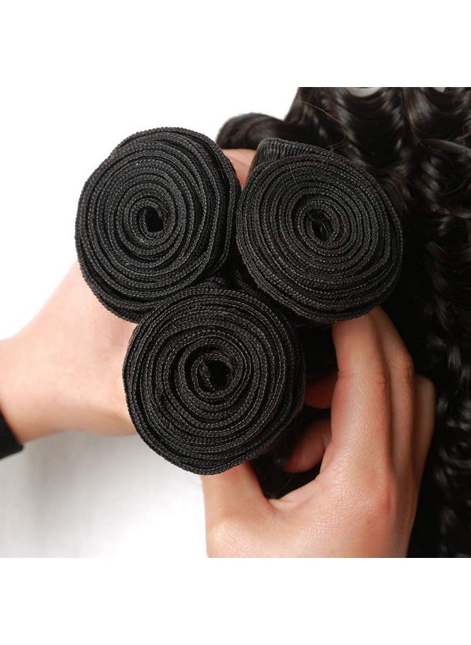 Angie Queen - Unprocessed Brazilian Virgin Hair Deep Wave 20 Inch One Bundle Virgin Human Hair Weave Extension Natural Black Color (100+ 5G) Pc (One Bundle) - Image 1