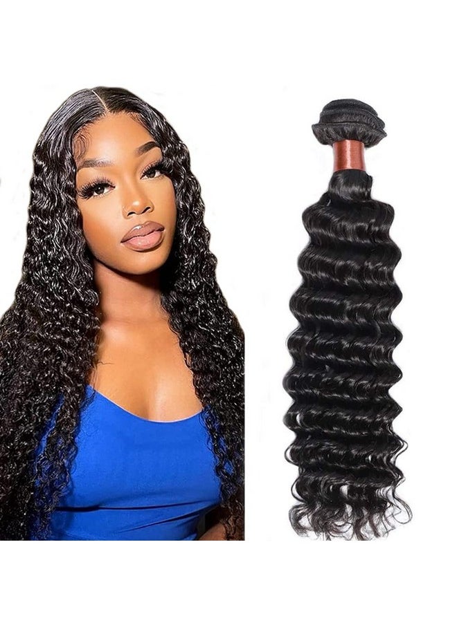 Angie Queen - Unprocessed Brazilian Virgin Hair Deep Wave 20 Inch One Bundle Virgin Human Hair Weave Extension Natural Black Color (100+ 5G) Pc (One Bundle) - Image 1