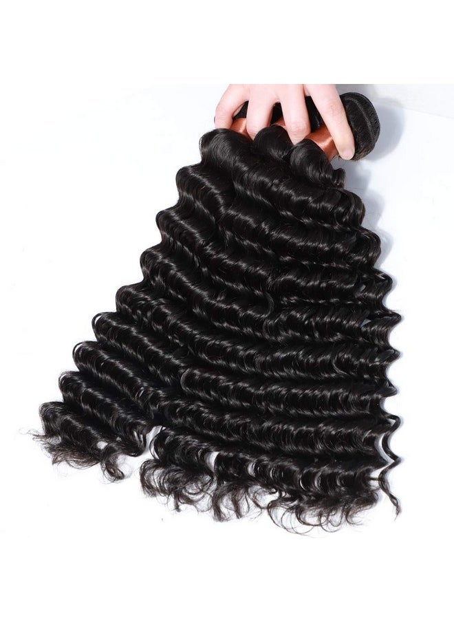 Angie Queen - Unprocessed Brazilian Virgin Hair Deep Wave 20 Inch One Bundle Virgin Human Hair Weave Extension Natural Black Color (100+ 5G) Pc (One Bundle) - Image 1