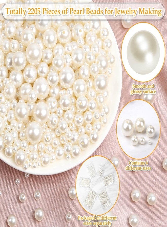 انزيوس مجموعة أنيزوس من 2205 قطعة من اللؤلؤ للأعمال اليدوية، خرز لؤلؤ صناعي بأحجام متنوعة، خرز لؤلؤ للخياطة، خرز لؤلؤ سائب بكميات كبيرة مع ثقوب لصنع المجوهرات، الأساور، القلائد، الشعر، الزينة، وملء المزهريات - Image 2