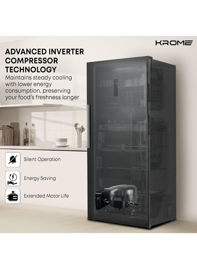 كروم Krome 750L Frost Free Upright Freezer, Inverter Compressor, Convertible Freezer to Fridge, Multi Airflow Cooling, Digital Temperature Display, Glass Shelves, Titanium Finish, KR-UF750IH 750 L 100 W KR-UF750IH Titanium Finish - Image 5