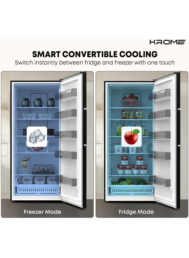 كروم Krome 750L Frost Free Upright Freezer, Inverter Compressor, Convertible Freezer to Fridge, Multi Airflow Cooling, Digital Temperature Display, Glass Shelves, Titanium Finish, KR-UF750IH 750 L 100 W KR-UF750IH Titanium Finish - Image 4
