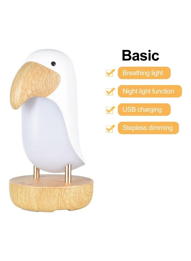 زولبسيو مصباح طاولة على شكل طائر كرتوني قابل لإعادة الشحن عبر USB لغرفة النوم بجانب السرير ديكور ضوء الليل هدية لغرفة المعيشة وغرفة النوم والمكتب - Image 3