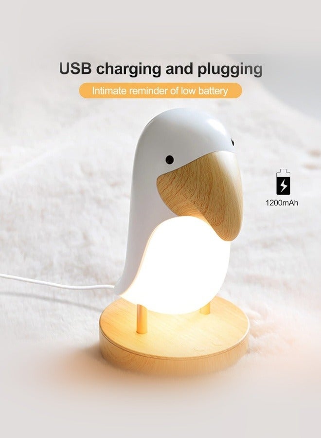 زولبسيو مصباح طاولة على شكل طائر كرتوني قابل لإعادة الشحن عبر USB لغرفة النوم بجانب السرير ديكور ضوء الليل هدية لغرفة المعيشة وغرفة النوم والمكتب - Image 4