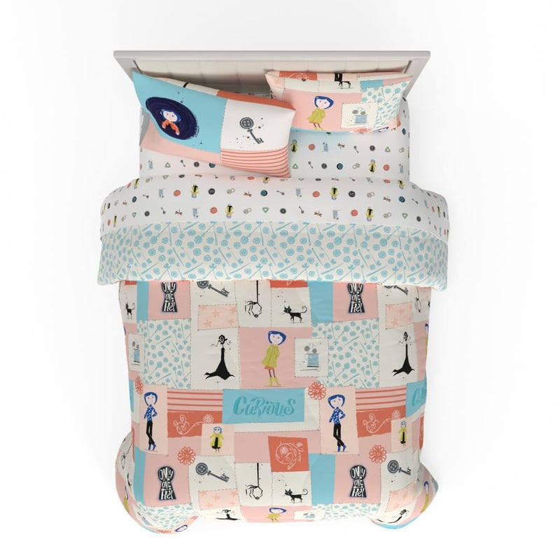Franco Coraline Kids Bedding Super Soft Cozy Reversible Microfiber Comforter and Sheet Set with Sham 7 Piece Full Size Officially Licensed Product