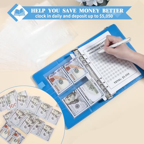NICOOTH 100 Envelopes Money Saving Binder A5 Savings Challenge Book Easy and Fun Way to Save $5050 - Image 4