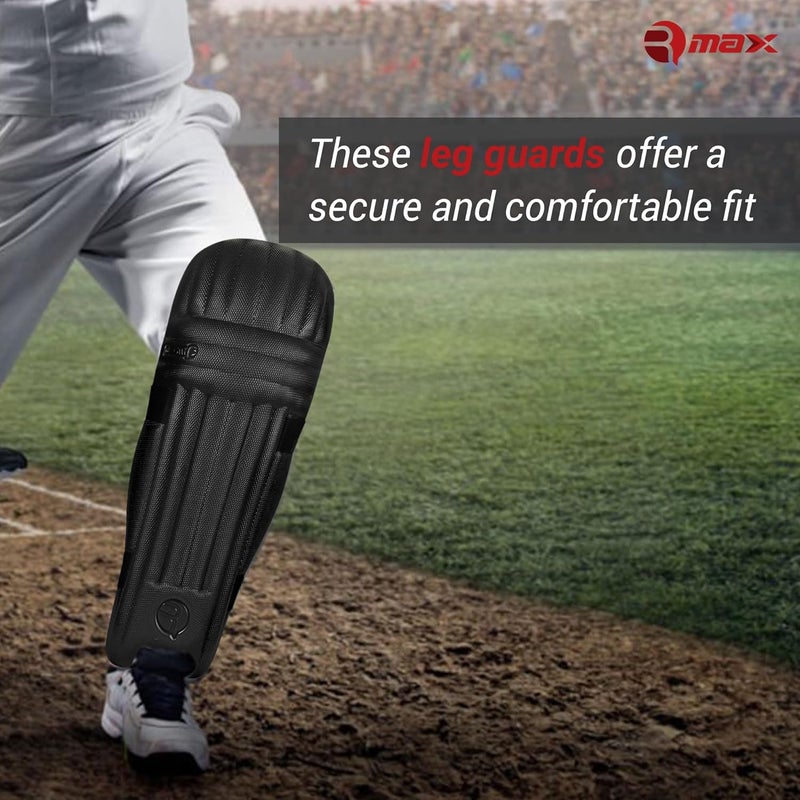 RMAX Black Cricket Batting Legguard Pad Full Size - Image 3