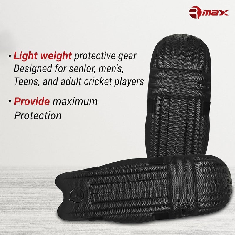 RMAX Black Cricket Batting Legguard Pad Full Size - Image 2