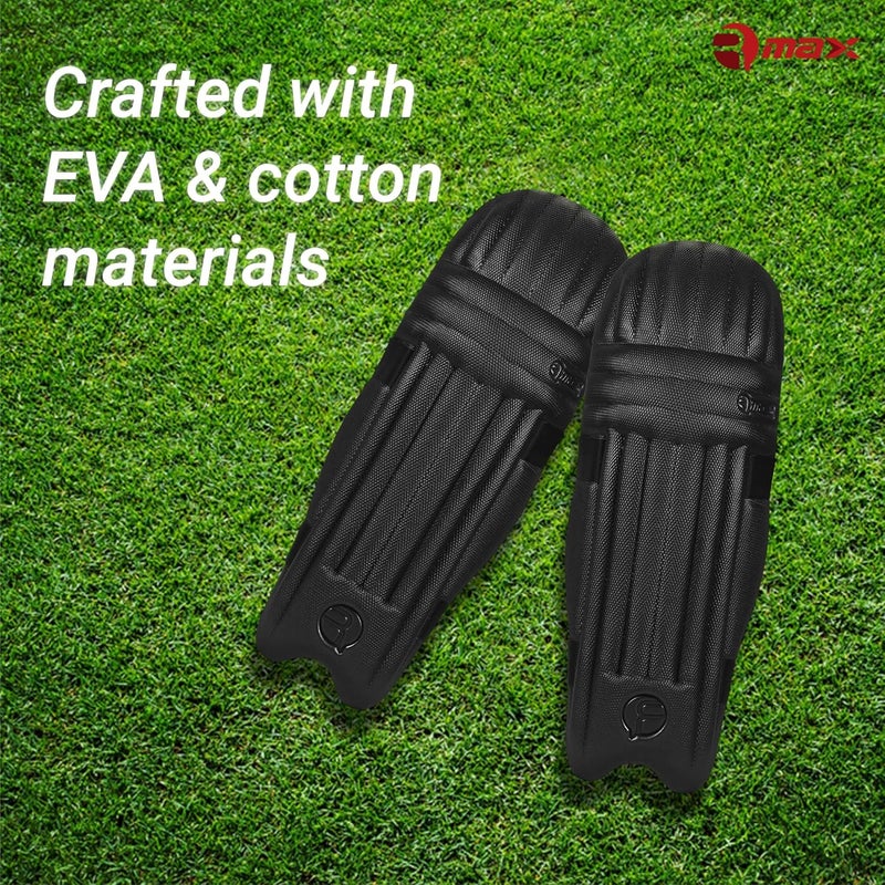 RMAX Black Cricket Batting Legguard Pad Full Size - Image 4