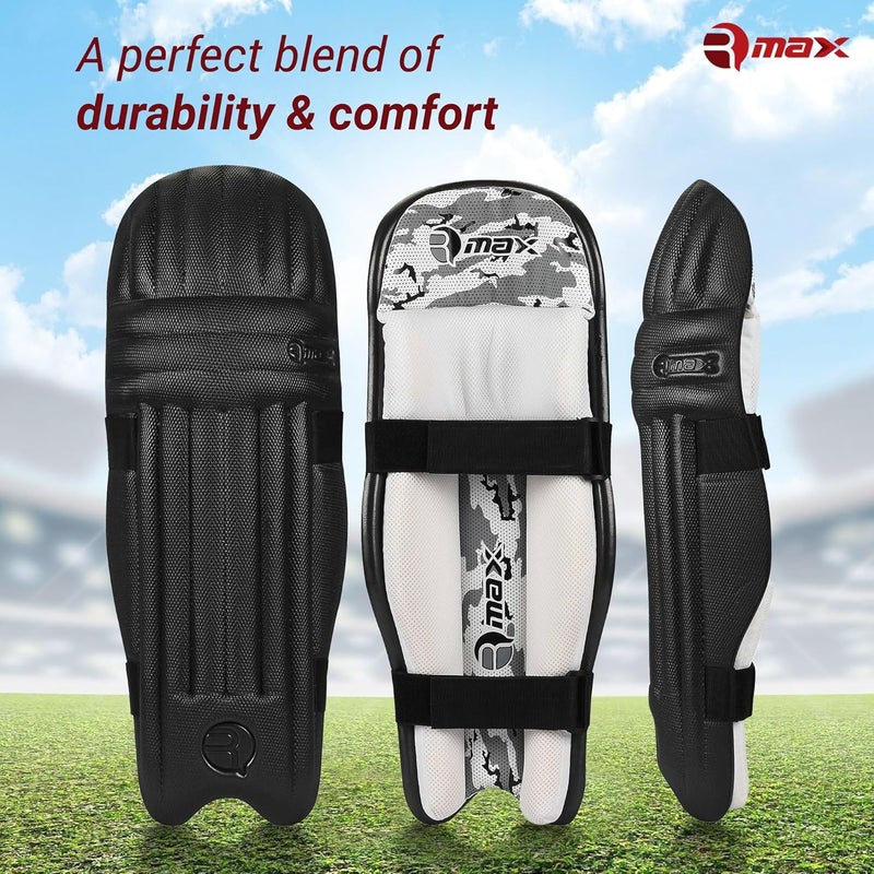 RMAX Black Cricket Batting Legguard Pad Full Size - Image 5