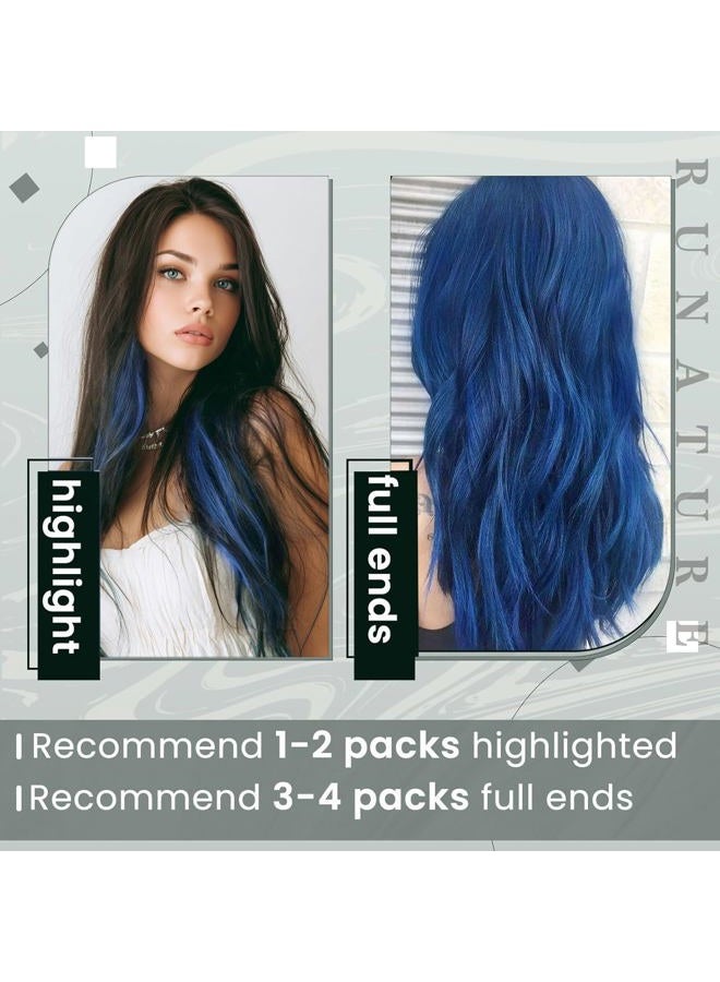 RUNATURE Blue I Tip Hair Extensions Human Hair 16 Inch Blue I Tip Hair Extensions Real Human Hair Blue Hair Extensions I Tip Blue Extensions Hair Cold Fusion Hair Extensions for Hightlight 20g 25s - Image 2