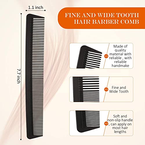 Calitate24 3 Pieces Tail Combs Set Carbon Styling Comb Fiber Rat Tail Comb Anti Static Heat Resistant Barber Hairdressing Comb Steel Pintail Comb Cutting Fine Tooth Comb Teasing Hair Comb for Women Men, Black - Image 3