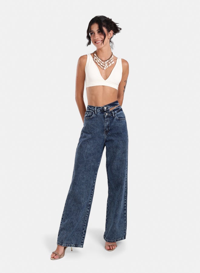 Clue Cutout Waist Wide-Leg Jeans  - Image 5