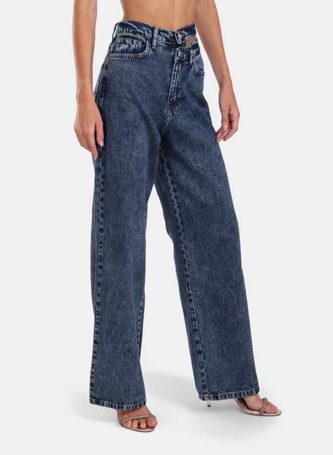 Clue Cutout Waist Wide-Leg Jeans  - Image 2