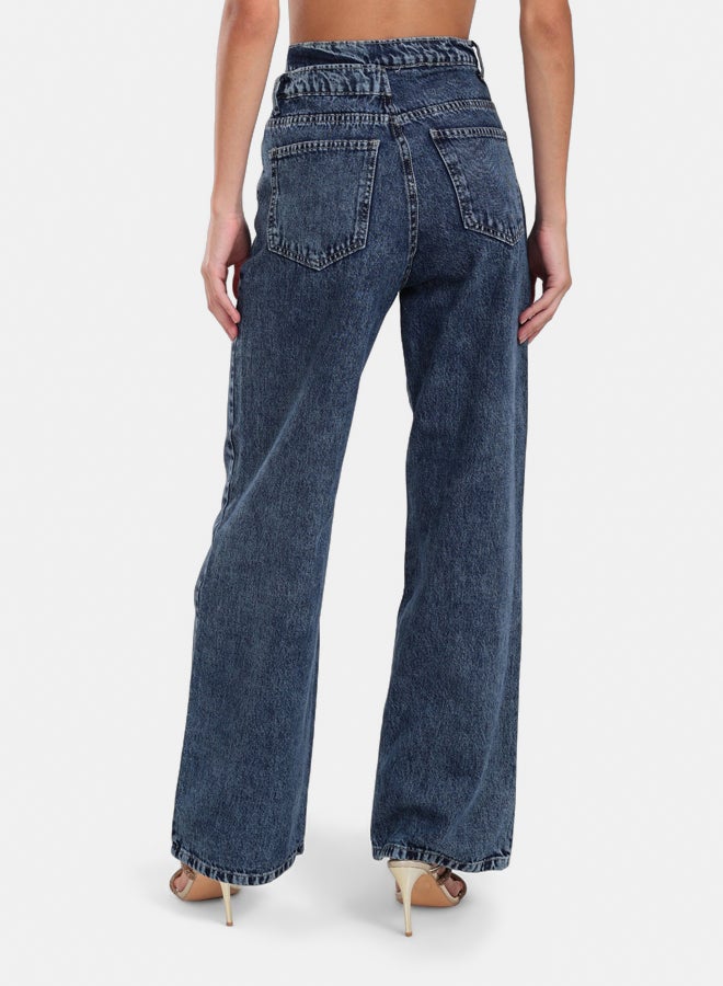 Clue Cutout Waist Wide-Leg Jeans  - Image 3