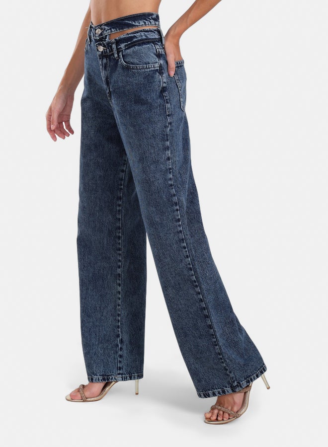 Clue Cutout Waist Wide-Leg Jeans  - Image 1