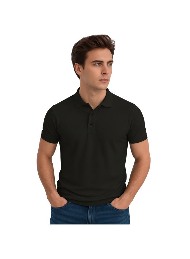 برينت شوب فور مي تي شيرت بولو رجالي من Interlock بقصّة عادية من القطن الخالص بأكمام قصيرة، 220 جرام لكل متر مربع، ألوان أساسية - Image 3