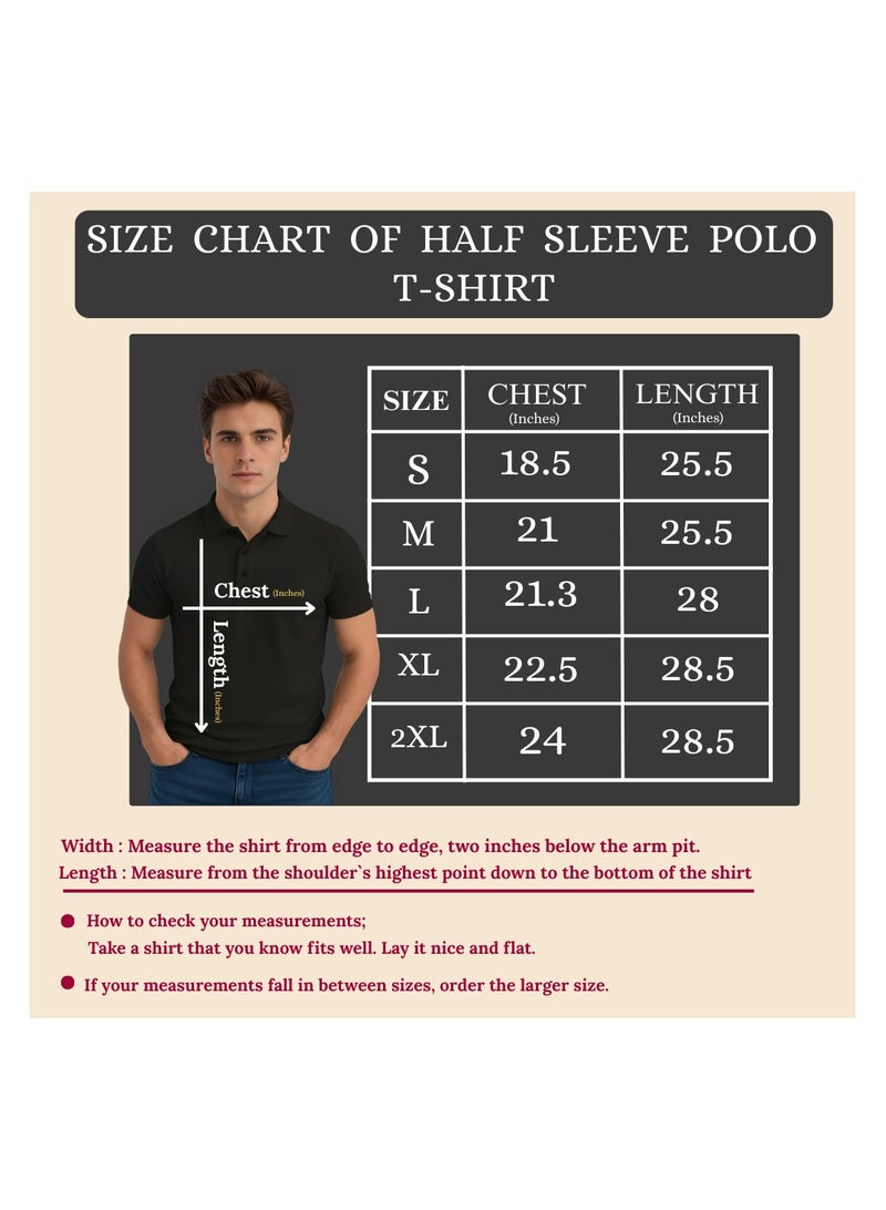 برينت شوب فور مي تي شيرت بولو رجالي من Interlock بقصّة عادية من القطن الخالص بأكمام قصيرة، 220 جرام لكل متر مربع، ألوان أساسية - Image 2