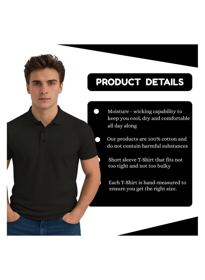برينت شوب فور مي تي شيرت بولو رجالي من Interlock بقصّة عادية من القطن الخالص بأكمام قصيرة، 220 جرام لكل متر مربع، ألوان أساسية - Image 5