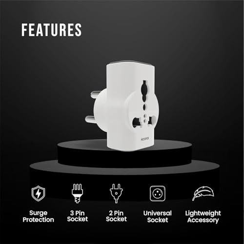 Hosper 6A to 16A Converter Plug | Truly Universal Multi Plug Power Adapter | 3 Pin Adapter Socket for Heavy Duty Appliances | Universal Socket Converter – White - Image 4