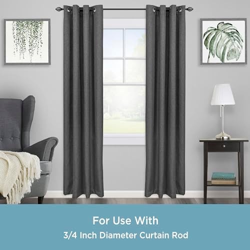 Kenney Adjustable Curtain Rod Brackets, Black (2-Pack) - Image 2