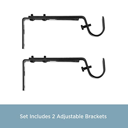 Kenney Adjustable Curtain Rod Brackets, Black (2-Pack) - Image 3