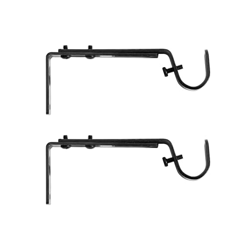 Kenney Adjustable Curtain Rod Brackets, Black (2-Pack) - Image 1