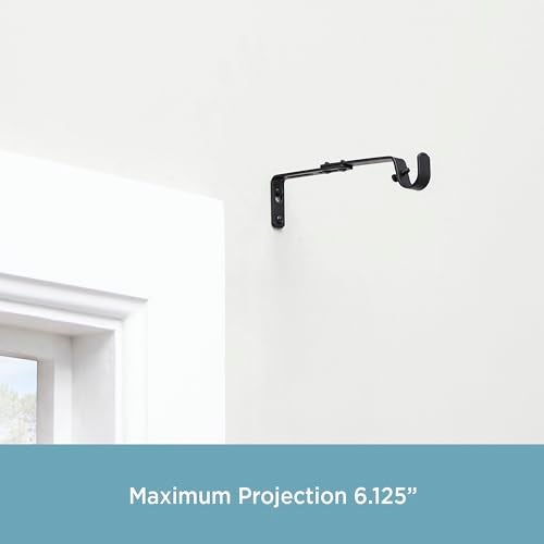 Kenney Adjustable Curtain Rod Brackets, Black (2-Pack) - Image 5