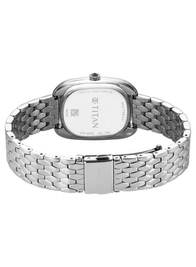 TITAN Glamour Quartz Analog Blue Dial Silver Stainless Steel Strap Watch for Women - 95317SM01 - Image 5