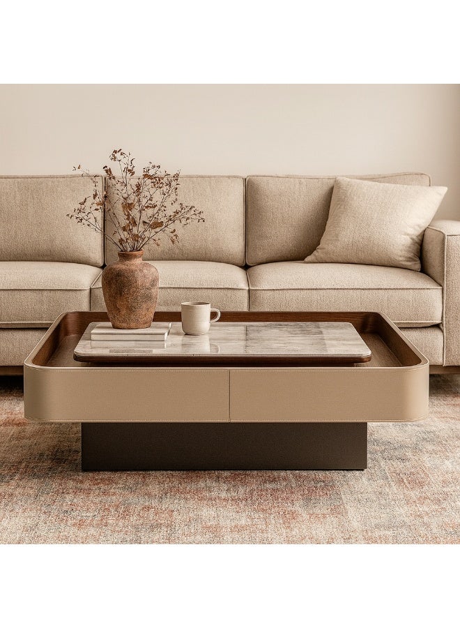 بيتونيا طاولة قهوة ستايلش - بني وبيج وابيض - Image 1