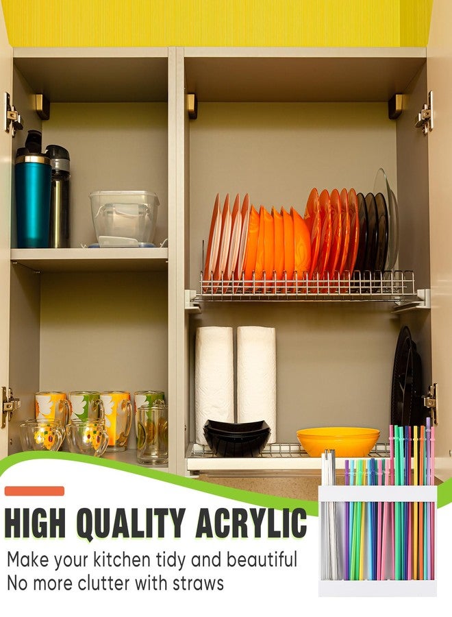 Qinyoung حامل قش خشبي من كينيونغ مع شريط لاصق مزدوج الجوانب، منظم قش للأكواب، حاوية تخزين أكواب قابلة لإعادة الاستخدام لخزانة المطبخ (أبيض) - Image 5