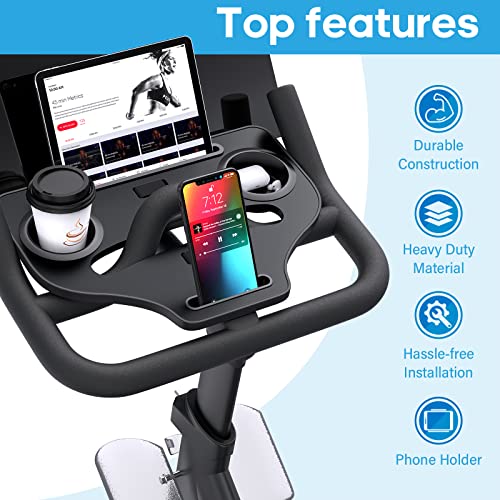 Qsxou Desk Attachment for Peloton Bike (NOT Bike+) Tray Holder for Phone, Cup, Tablet, Ergonomic Platform Tray Accessories for Peloton Spin Bikes - Image 2