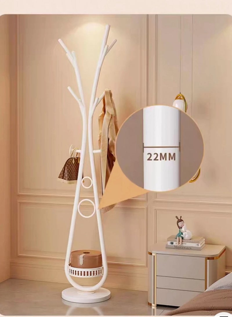 SHEE ONE Modern Sculptural Coat Rack by SHEE ONE | Rust-Resistant Metal Clothes & Coat Hanger with Multiple Hooks | Stable Round Base & Smart Bottom Storage | Ideal for Entryways & Small Rooms | Available in Multiple Elegant Colors | Dimensions: 172×30×30 cm | White Color - Image 2