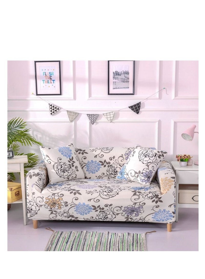 Y&D 4-Seater Exquisitely Floarl Designed Wrinkle-free Anti-slip 360-degree Full Coverage Sofa Slipcover  Length Stretch From 235 To 300cm - Image 1